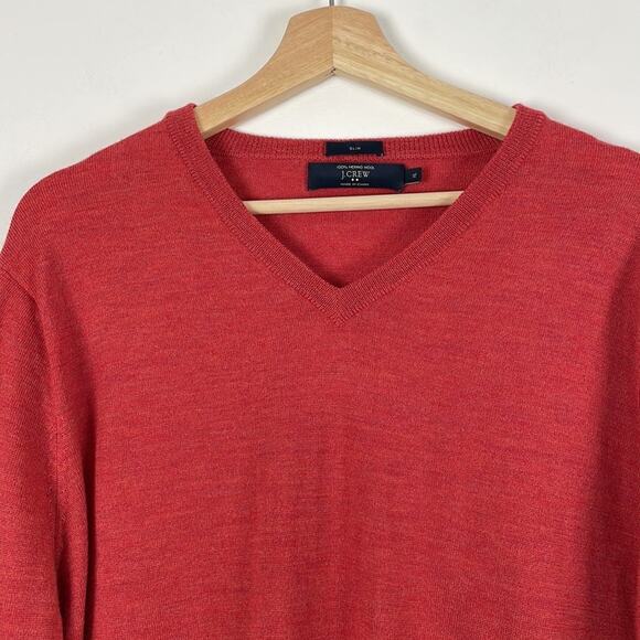 J. Crew Merino wool long sleeve V neck pullover burnt orange men sweater Size XL - Picture 4 of 7
